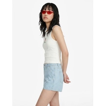 Koton Pamuklu Düşük Bel Chino Cepli Rahat Kalıp Mini Denim Şort Açık İndigo 6sal40286md