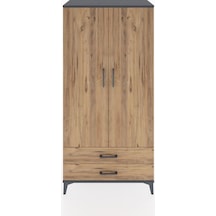 Hyperion Dolap 4 Raflı 2 Çekmeceli 2 Kapaklı 88x44x182 Antras... Antrasit