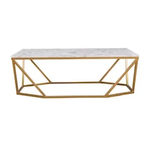 Lavina Gold Metal Mermer Desenli Orta Sehpa