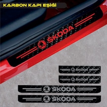Skoda Octavia Karbon Kapı Eşiği Oto Sticker 4 Adet