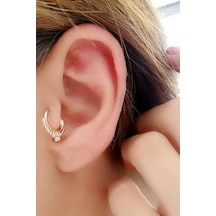 925ayar Gümüş Tasarım Rose Tragus Halka Piercing Altın