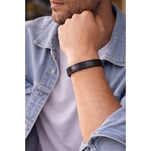 Terra Slim Noir İnce Koyu Kahve Minimal Erkek Deri Bileklik-1379 Antrasit