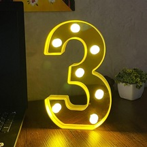 Dekoratif Led Işıklı 3D 3 Rakamı Büyük Boy Organizasyon Doğum Günü Kutlama