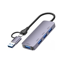 T203 Usb + Typ-c 3.0 Dönüştürücü Hub 5gbps Usb 3.0 Dizüstü Bilgisayar / Tablet Pc İçin Veri Aktarım Adaptörü, Boyut:t203