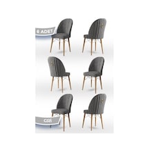 Canisa Concept Ritim Serisi, 1.sınıf Babyface Kumaş, Doğal Ahşap Ayak, Beyaz Kafesli 6 Adet Gri Sandalye Sandalye Gri Ayaklar Doğal Ahşap