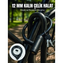 Lexroo Anahtarlı Çelik Halat Kilit 12 Mm Güçlü Bisiklet Kilidi 80 Çok Renkli
