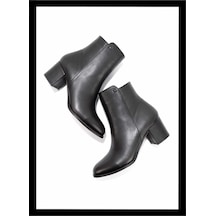 Siyah Hakiki Deri Kadın Bot & Bootie K02208020903 Siyah