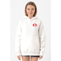 Cobra Kai Logo Beyaz Kadın 3ip Kapşonlu Sweatshirt Beyaz