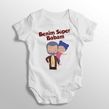İmaj Tuğbababy Benim Süper Babam Yazılı Baskılı Bebek Zıbını (520688894) Beyaz