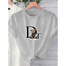 Uyguntarz Unisex Dr. Ayı Tasarım Basklı Tshirt Gri