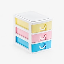 3 Katlı Çekmeceli Organizer, Pastel Renkli Mini Masaüstü Düzenleyici, Makyaj Masası Takı Ve Kozmetik Saklama Kutu Genel