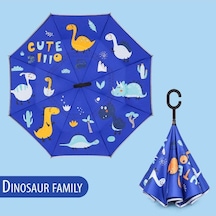 Çocuk Şemsiye Ters Şemsiye Dinasour Family