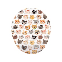 Kediler Minik Kafalar - Bilek Destekli Oval Mouse Pad 20x23 Cm Mousepad