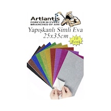 Simli Yapışkanlı Eva 25x35 Cm 10 Renk 1 Paket Yapışkanlı Eva Süngeri 10'lu Okul Kreş Anasınıfı Elişi Etkinlikleri