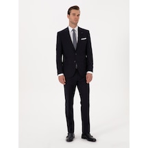 Cacharel Lacivert Slim Fit %100 Yün Mono Yaka Basic Takım Elbise Cacharel Lacivert Slim Fit %100 Yün Mono Yaka Basic Takım Elbise
