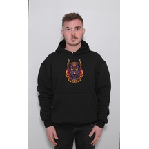 Anubis Mısır Egypt Piramit Firavun Köpek Sweatshirt Unisex Kapüşonlu Hoodie 001