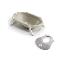 Okbaby Bebek Banyo Seti Onda Slim Katlanır Küvet + Hippo Duş Şapkası A.gri