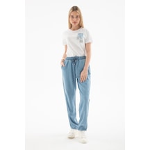 Fashıon Frıends Fashion Friends 25y0657k1 Kadın Beli Bağlamalı Denim Pantolon A.mavi