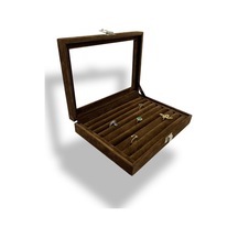 Richbox Yüzük Kol Düğmesi Broş Takı Kutusu Kahverengi 18x24