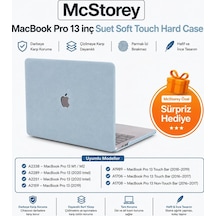 Macbook Pro 13 Süet Dokulu Kılıf A1706 A1708 A1989 A2159 A2251 A2289 A2338 M1 M2 Uyumlu İnce Hafif Sert Kılıf Koruyucu Kapak Açık Mavi Belirtilmemiş