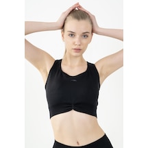 Maraton Active Slimfit Kadın Atlet Yaka Kolsuz Koşu Siyah Bra 813090-Siyah