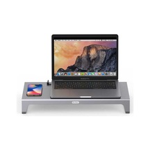 Go Des GD-9128 Type-C Hub Laptop Standı & Kablosuz Şarj USB-C Docking Station MacBook Stand - ZORE-217880 Gri