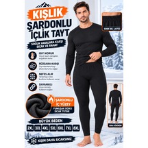 Medament Erkek Kışlık Şardonlu Kışlık Sıçak Tutan Tayt Büyük Beden Siyah