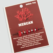 Mercan Doğaltaşlı İp Bileklik 0185 Kırmızı
