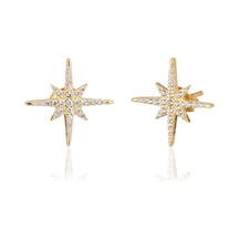 Emılıano Jewellery 925 Ayar Gümüş Zirkon Taşlı Yıldız Küpe Gold - Gümüş