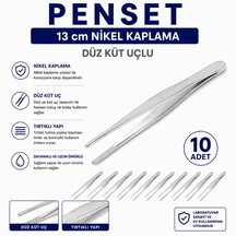 Penset Düz Küt Uçlu 13 Cm Nikel Kaplama 10 Adet