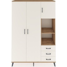 Hyperion Dolap 5 Raflı 3 Çekmeceli Tek Askılı 132x44x195 Çam-aytaşı/aytaşı Aytası/aytası