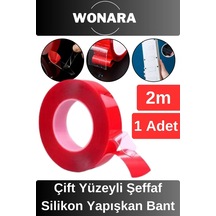 Premium Ekstra Sağlam Çift Yüzeyli Çok Amaçlı Tamir Montaj İçin Şeffaf Silikon Yapışkan Bant 1 Adet