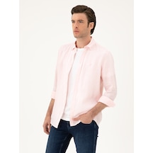 Cacharel Pembe Regular Fit %100 Keten Gömlek Cacharel Pembe Regular Fit %100 Keten Gömlek