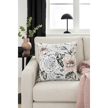 Duck Çiçekli Kırlent Kılıfı Pudra Gri 40x40 Pudra