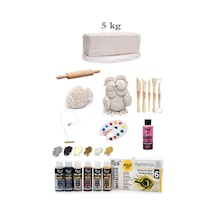 Vakumlu Çamuru Beyaz 5 Kg Rich Master Mix 60cc Akrilik 6'lı Metalik Renk Seramik Başlangıç Seti