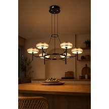 6'lı Modern Premium 3 Renkli Ledli Sarkıt Avizesi Salon Mutfak Oturma Odası Şık Modelleri 70cm 20w Beyaz