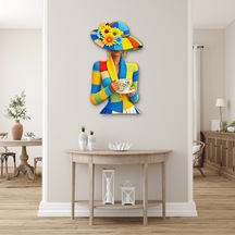 Çiçekli Şapkalı Çay Keyfi - Metal Tablo - Dec0268 28 X 50 Cm Çok Renkli