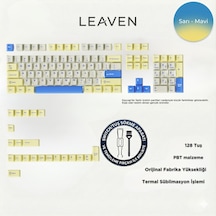 Mekanik Klavye Pbt Çift Baskı Keycap Seti Beyaz Sarı Mavi 128 Tuşlu Keycap