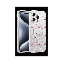 Onegif Apple İphone 15 Pro Max Misk Simli Magsafe Kapak - Desen 5