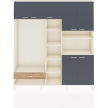 Arges Dolap 11 Raflı Tek Çekmeceli 7 Kapaklı 220x30x243 Aytaşı-antrasit/çam Antrasıt/atlas Çam