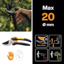 Bypass M Bahçe Makası, Masif, P321, Taze Dallar Ve Çalılar İçin, Yapışmaz Kaplama, Paslanmaz Çelik Bıçaklar, Uzunluk: 20,1 Cm, Siyah/turuncu, 1057162
