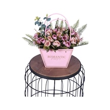 Yapay Çiçek Sitesi Yapay Çiçekli Romantic Çantalı Aranjman Model 4 Pembe -  Krem