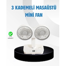 Mey İthalat Sessiz Çalışan Usb Şarjlı Çift Kafalı Masaüstü Fan Ev Ve Ofis İçin