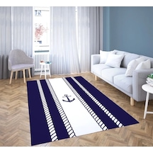 Denizci Beyaz Halat Çapa Dijital Baskı Çocuk Oda Halısı