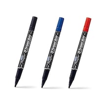 Çift Uçlu Cd Permanent Marker 3'lü Set Kırmızı Mavi Siyah İnce Uç 0.5 Mm & Kalın Uç
