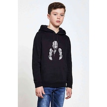 Tshirthane Anime One Punch Man Baskılı Unisex Çocuk Kapüşonlu Siyah Sweat (528759110) Siyah