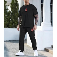 Tarzyeri Unisex Baskılı Cepli Eşofman Takımı - Siyah 001