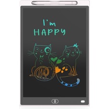 Mufunye Düz Kenarlı 12 İnç Elektronik Beyaz Tahta, Renkli Vurgulamalı El Yazısı Beyaz Beyaz