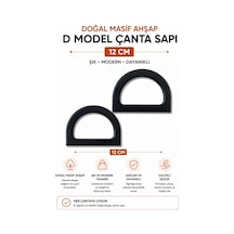 Vollen Yarn Doğal Masif Ahşap D Model Çanta Sapı 12 Cm 1 Çift 2 Adet El Yapımı Çanta Kulpu Siyah