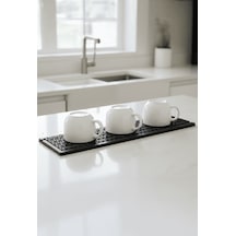 40x10 Cm Kauçuk Bar Mat, Bulaşık Kurutma Matı, Tencere Altlığı, Cam Kenarı Saksı Altlığı Siyah